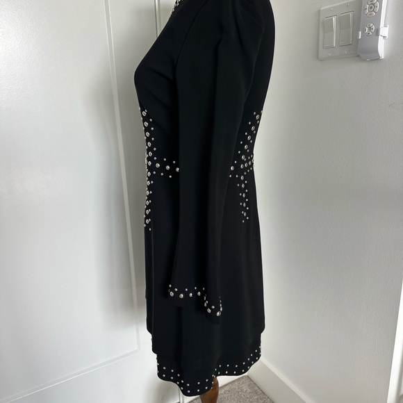 A.L.C. Madison Black Studded Long Sleeve Mini Sheath Dress Women's Size 4 - Picture 6 of 14